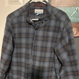 Columbia Men's Gray and Brown Plaid Button Down Shirt